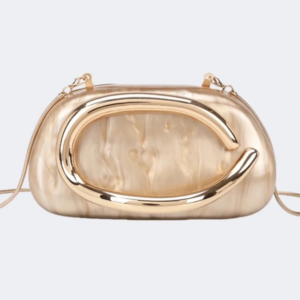 Gold Metallic Crossbody Clutch Bag